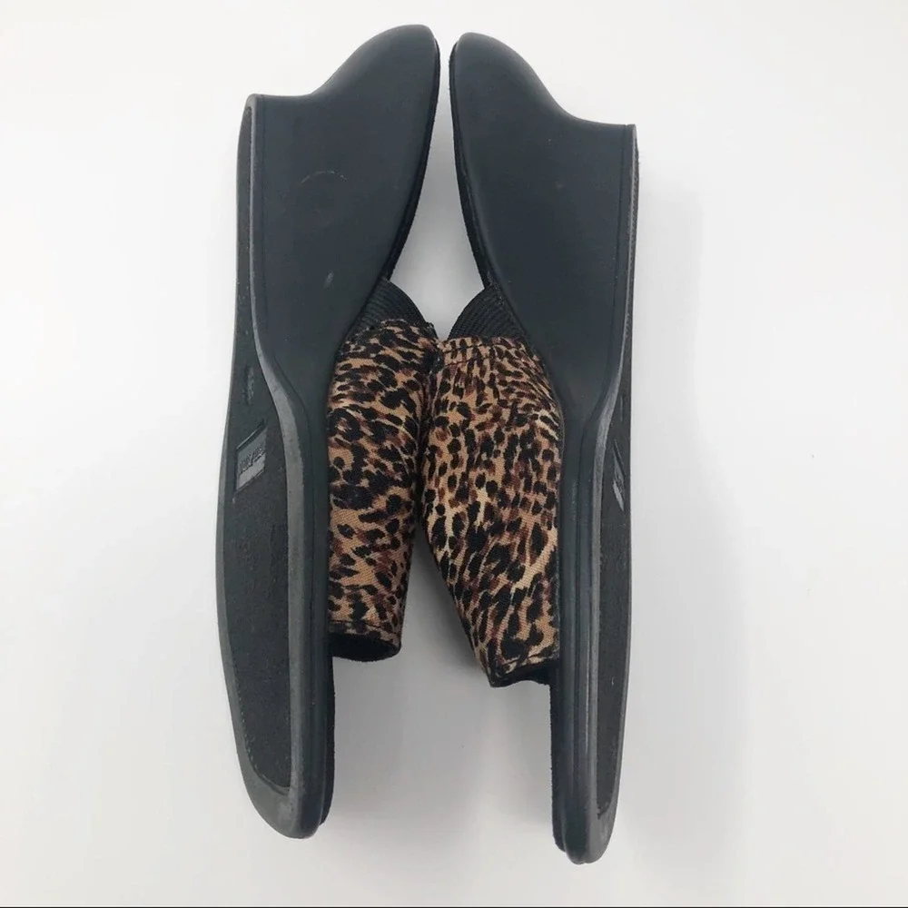 White Stag Animal Print Square Toe Wedge Heeled Slides Size 9.5